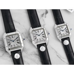 カルティアCartier  Santos-Dumont  Lサイズ男性モデル：長さ46.6、幅33.9 mm！Mサイズ女性：長さ43.5 mm、幅38 mm！Sサイズ女性：長さ31.4 mm、幅27.5 mm！