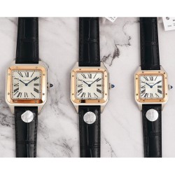 カルティアCartier  Santos-Dumont  Lサイズ男性モデル：長さ46.6、幅33.9 mm！Mサイズ女性：長さ43.5 mm、幅38 mm！Sサイズ女性：長さ31.4 mm、幅27.5 mm！