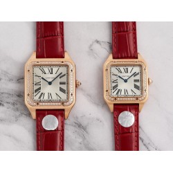 カルティアCartier  Santos-Dumont  Lサイズ男性モデル：長さ46.6、幅33.9 mm！Mサイズ女性：長さ43.5 mm、幅38 mm！Sサイズ女性：長さ31.4 mm、幅27.5 mm！