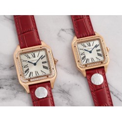 カルティアCartier  Santos-Dumont  Lサイズ男性モデル：長さ46.6、幅33.9 mm！Mサイズ女性：長さ43.5 mm、幅38 mm！Sサイズ女性：長さ31.4 mm、幅27.5 mm！