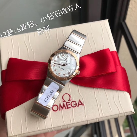 オメガ OMEGA 表壳ケース径27mm石英ムーブメント 耐摩耗天然輸入ゴムバンド