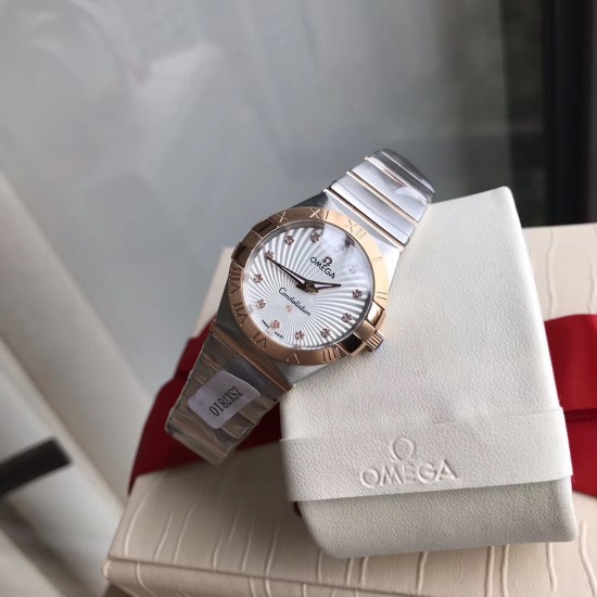 オメガ OMEGA 表壳ケース径27mm石英ムーブメント 耐摩耗天然輸入ゴムバンド